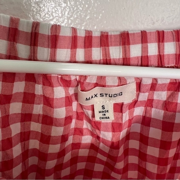 Max Studio Off Shoulder Blouse Red White Gingham - Picture 12 of 13